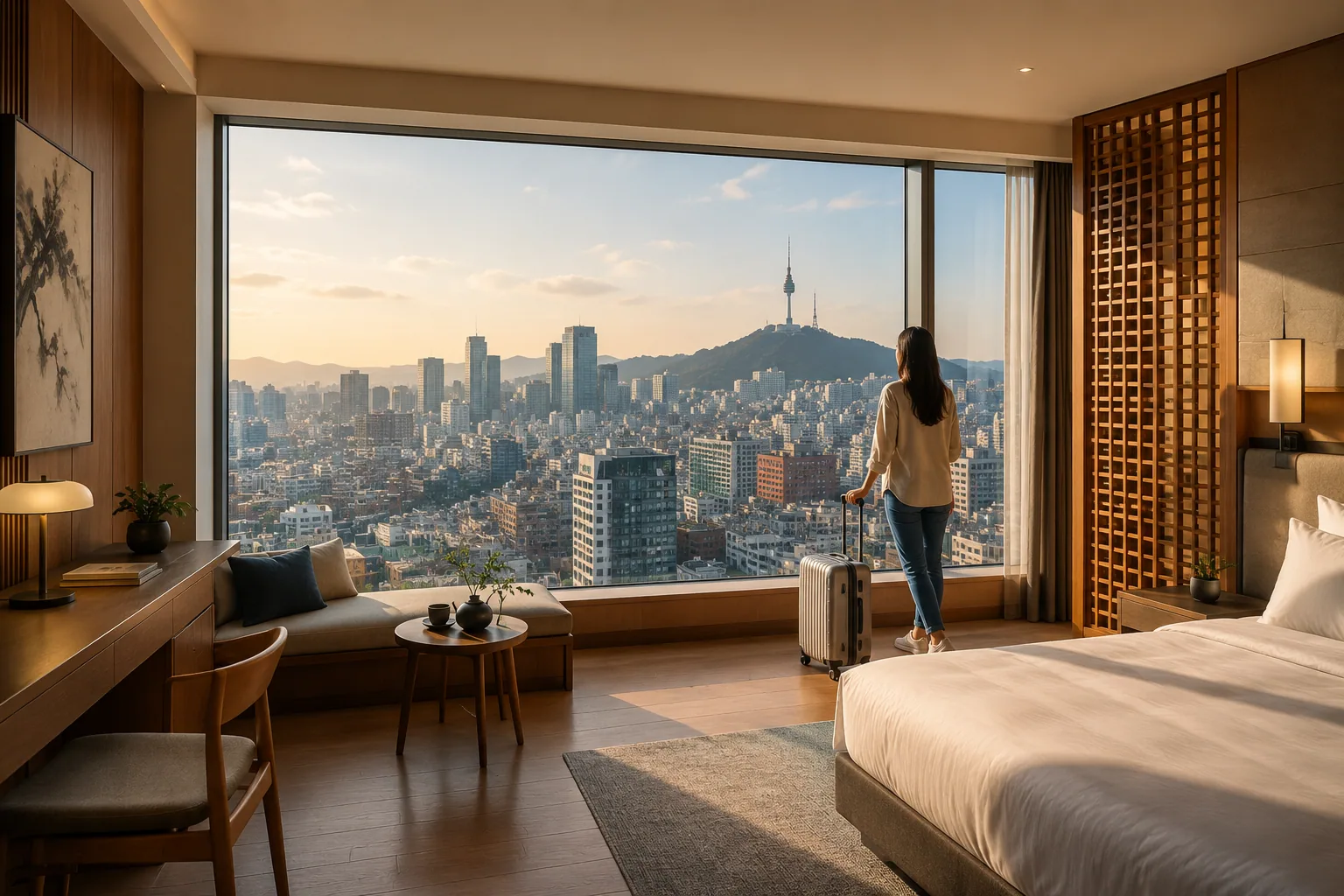 Accommodation planning card for choosing where to stay in Korea