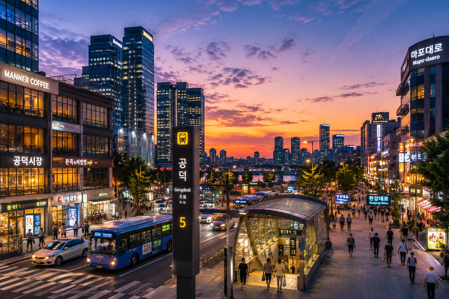 ソウルの孔徳駅周辺