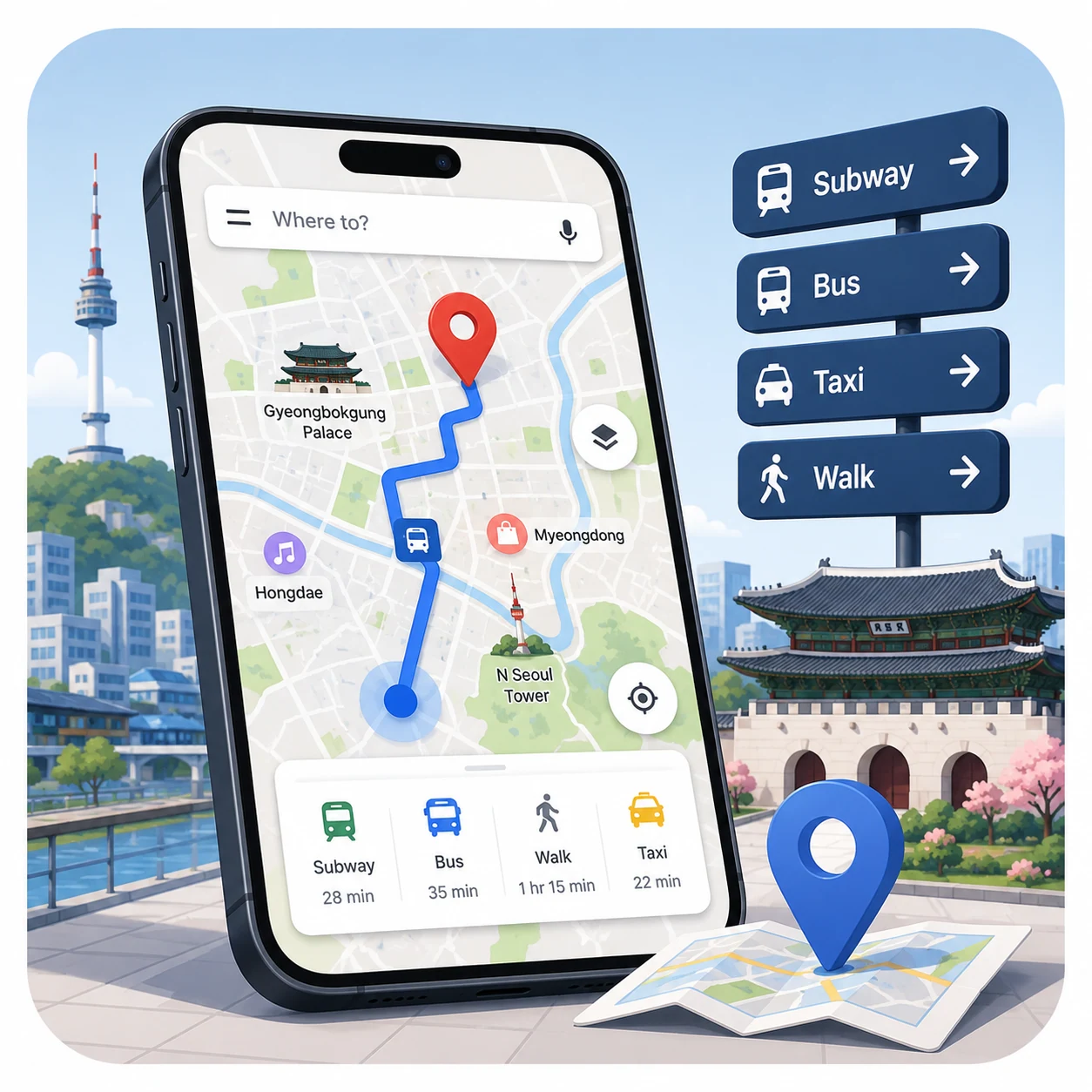 Maps guide in Korea