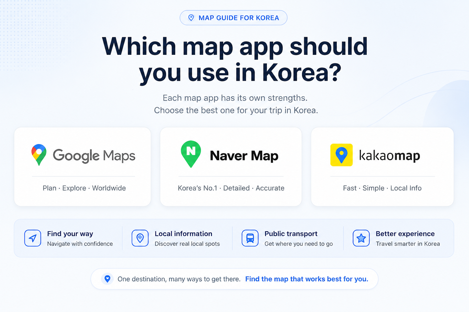 Map app search for navigating places in Korea