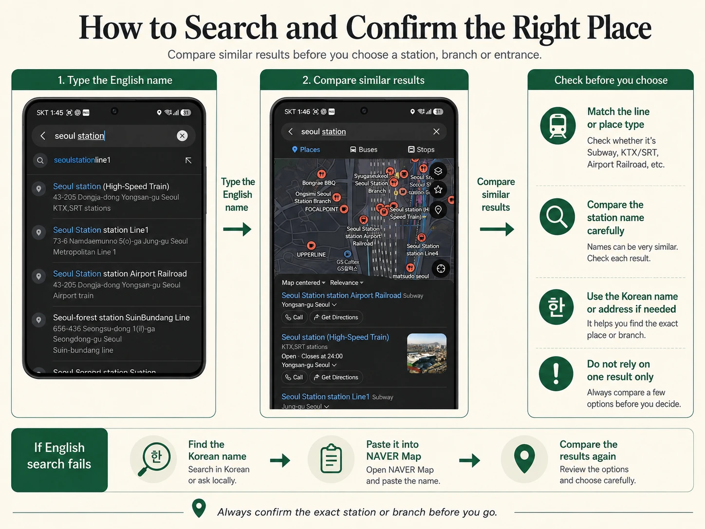 How to search NAVER Map and compare similar place results