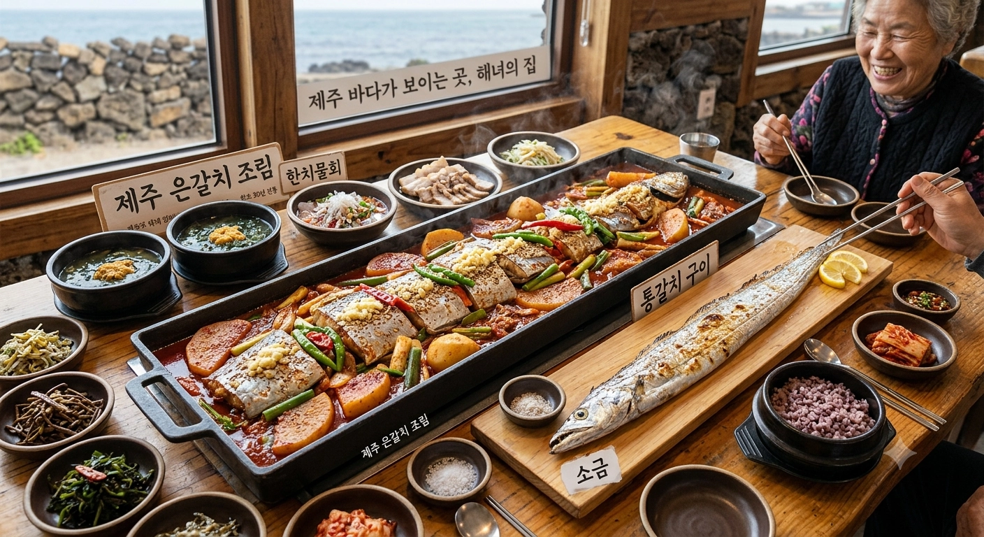 A Jeju silver hairtail meal representing the island's regional food