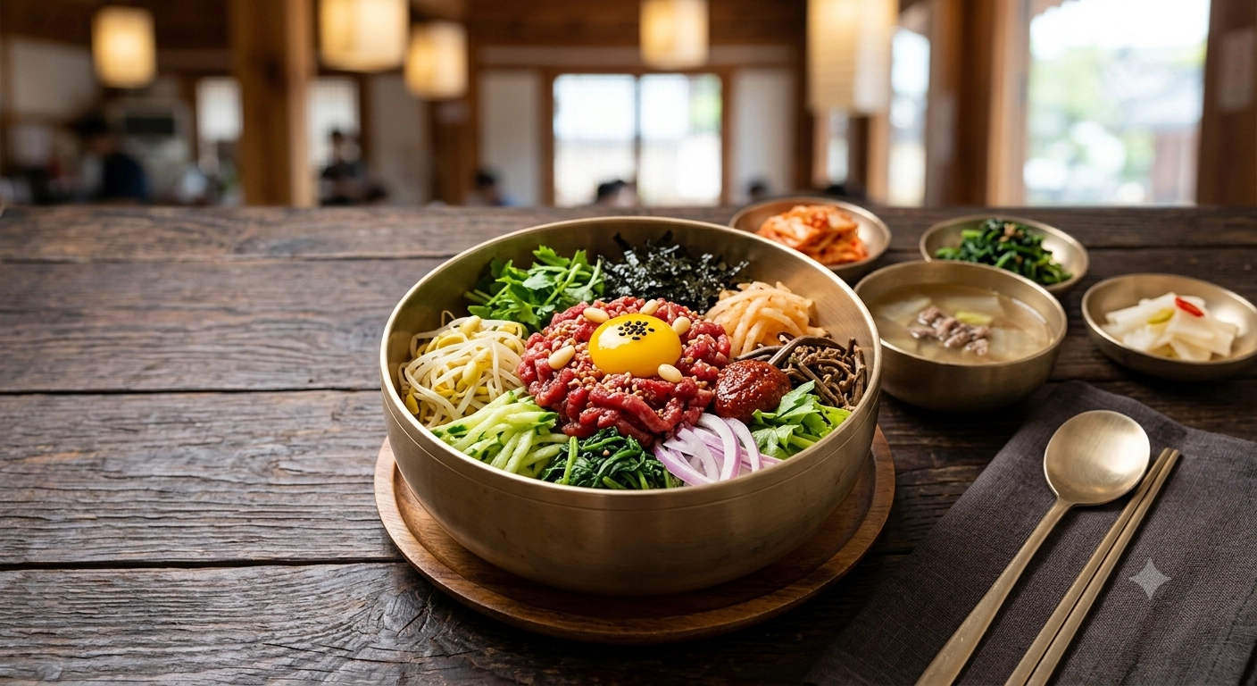 A Korean bibimbap meal representing food travel experiences in Korea