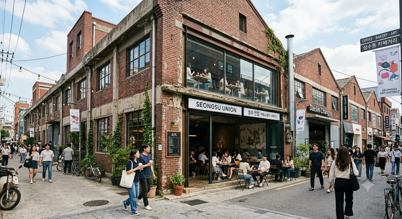 A café street in Seongsu representing Seoul's café and trend spaces